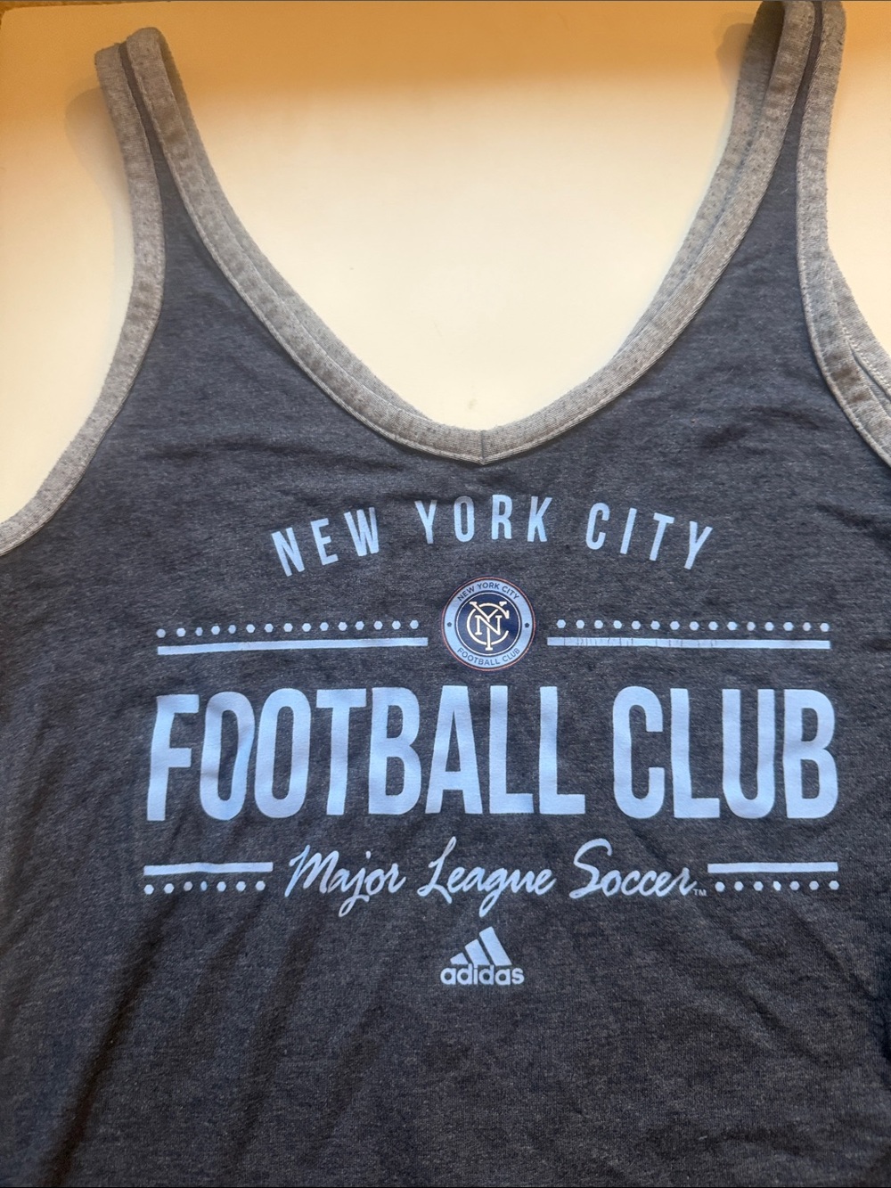 adidas New York City Football Club Gray Tank Top with Light Blue Print